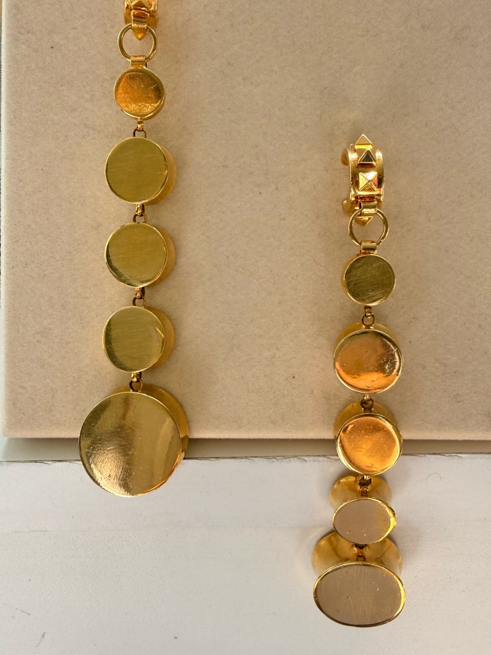 Valentino Rockstud Gold Drop Circle Disc Earrings